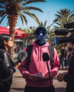 Hush Lokie being intervieiwed at the Doja Cat Attention Weekend,